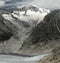 Corrie above surface of the Great Aletsch Glacier in Valais, shot near Eggishorn