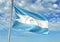 Corrientes province of Argentina Flag waving with sky on background realistic 3d illustration