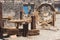 Corroded machinery in abandoned mine on White Island