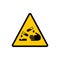 Corrosive material yellow triangle sign. Corrosive hazard vector sign.