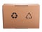 Corrugated cardboard box with recycling icon