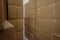 Corrugated Cardboard storage boxes stacked in warehouse