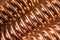 Corrugated copper pipe macro view