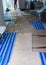 Corrugated paper and blue and white weaving pvc textile for construction