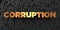 Corruption - Gold text on black background - 3D rendered royalty free stock picture