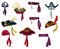 Corsair and pirate hats. Pirate fancy dress, design elements. Buccaneer or corsair carnival costume hats. Sea piracy cap