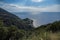 Corsica, an ancient fortress, the sea in background