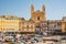 Corsica, Bastia panoramic view of old town and harbor on bright sunny morning, Corsica island, France.