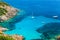 Corsica, Coastal summer landscape with yachts