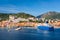 Corsica, France coastal resorts skyline on the Mediterranean