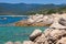 Corsica island, wild coastal landscape with stone