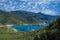 Corsica, seascape in the cap Corse, a creek with a boat