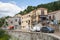 Corsican village street view, old stone houses