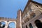 Corso Porta Nuova street and medieval Gates Portoni della Bra on Piazza Bra in Verona