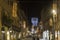 Corso Vannucci main street in Perugia city centre at night time