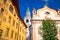 Cortina d` Ampezzo main square architecture view