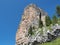 Cortina, Italy. Amazing view of the climbers on the walls of the famous rocks of the 5 towers. Extreme climbing