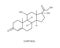 Cortisol hormone icon. Hydrocortisone chemical molecular structure isolated on white background. Vector outline