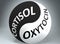 Cortisol and oxytocin in balance - pictured as words Cortisol, oxytocin and yin yang symbol, to show harmony between Cortisol and