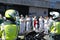 A Coruna-Spain.Healthcare workers dealing with the new coronavirus crisis applaud in return as they are cheered on by Civil Guard