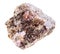 Corundum crystals in raw Phlogopite stone on white