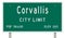 Corvallis road sign showing population and elevation