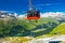 Corvatch cable car with Upper Engadin valley near Sankt Moritz