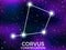 Corvus constellation. Starry night sky. Cluster of stars and galaxies. Deep space. Vector