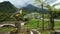 Cosanga, Napo / Ecuador - January 16 2016: Sculpture bird with yellow breast at the entrance of the town of Cosanga