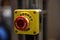 Cose up of red emergency stop button