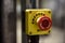 Cose up of red emergency stop button