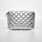 Cosmetic Bag, Silver Makeup Case, Cosmetics Pouch, Fashionable Clutch, Closed Female Purse