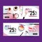 Cosmetic banner design with eyebrow pencil, brush, highlighter illustration watercolor