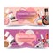 Cosmetic banner design with lip tint, brush on, highlighter illustration watercolor