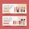 Cosmetic banner design with various lipsticks illustration watercolor