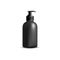 Cosmetic blank black bottle with dispenser 3d vector mockup illustration .