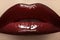 Cosmetic. Close fashion cherry lips glossy make-up