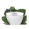 Cosmetic container with green leafs