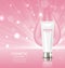 Cosmetic Cream and drop on pink background Advertising Poster