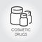 Cosmetic drugs icon. Beauty products - vitamins, supplements and lotions for skin care. Healthcare and cosmetology