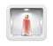 Cosmetic exhibition stand. Realistic perfume bottle. Cosmetics store light box, exclusive offer vector illustration