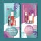 Cosmetic flyer design with various lipsticks illustration watercolor