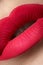 Cosmetic. Glamour fashion bright pink lips mat make-up