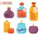 Cosmetic jar candle cartoon set skincare vector