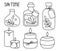 Cosmetic jar candle doodle set skincare vector
