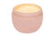 Cosmetic labels. Closeup of an open cosmetic jar of concealer cream, makeup foundation, moisturising cream for the face or an