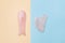 Cosmetic Massage Pink Jade Gua Sha Scrapers for Facial and Body Skin Care Spa and Beauty Concept Yellow and Blue Color Block