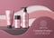 Cosmetic mock up products vector banner template. Cosmetics product moisturizing body lotion skin care for whitening.