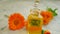 Cosmetic oil flower dripping spa essence organic calendula slow motion healthy