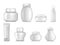 Cosmetic package icons set bottle tube spray sign vector illustration